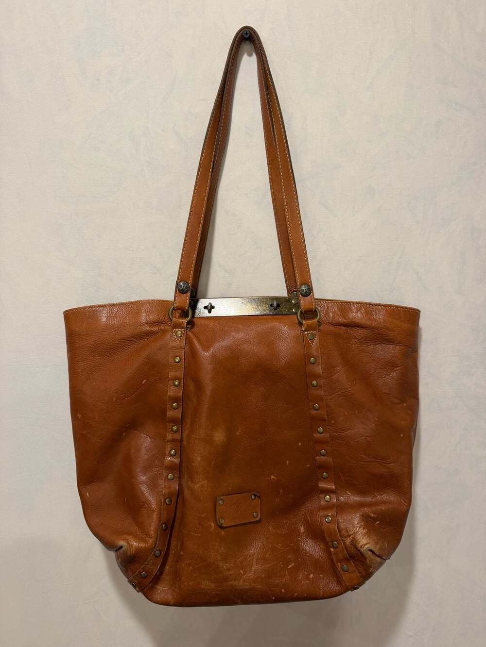 Patricia Nash Benvenuto Italian Leather Distressed Tan Large Tote